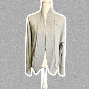 PINK Victoria’s Secret Heathered Gray Terry Cotton Long Sleeve Curved Cardigan
